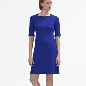 M.M. LaFleur Emily‎ Blue Stretch Knee Length Square Neck Sheath Dress Size 10